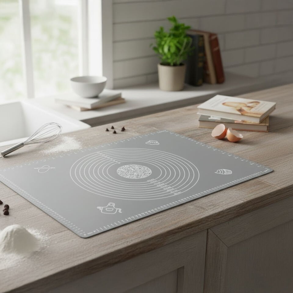 Silikon Hamur Açma Matı Ölçekli - Yanmaz Yapışmaz Hamur Yoğurma Örtüsü 50x40 cm