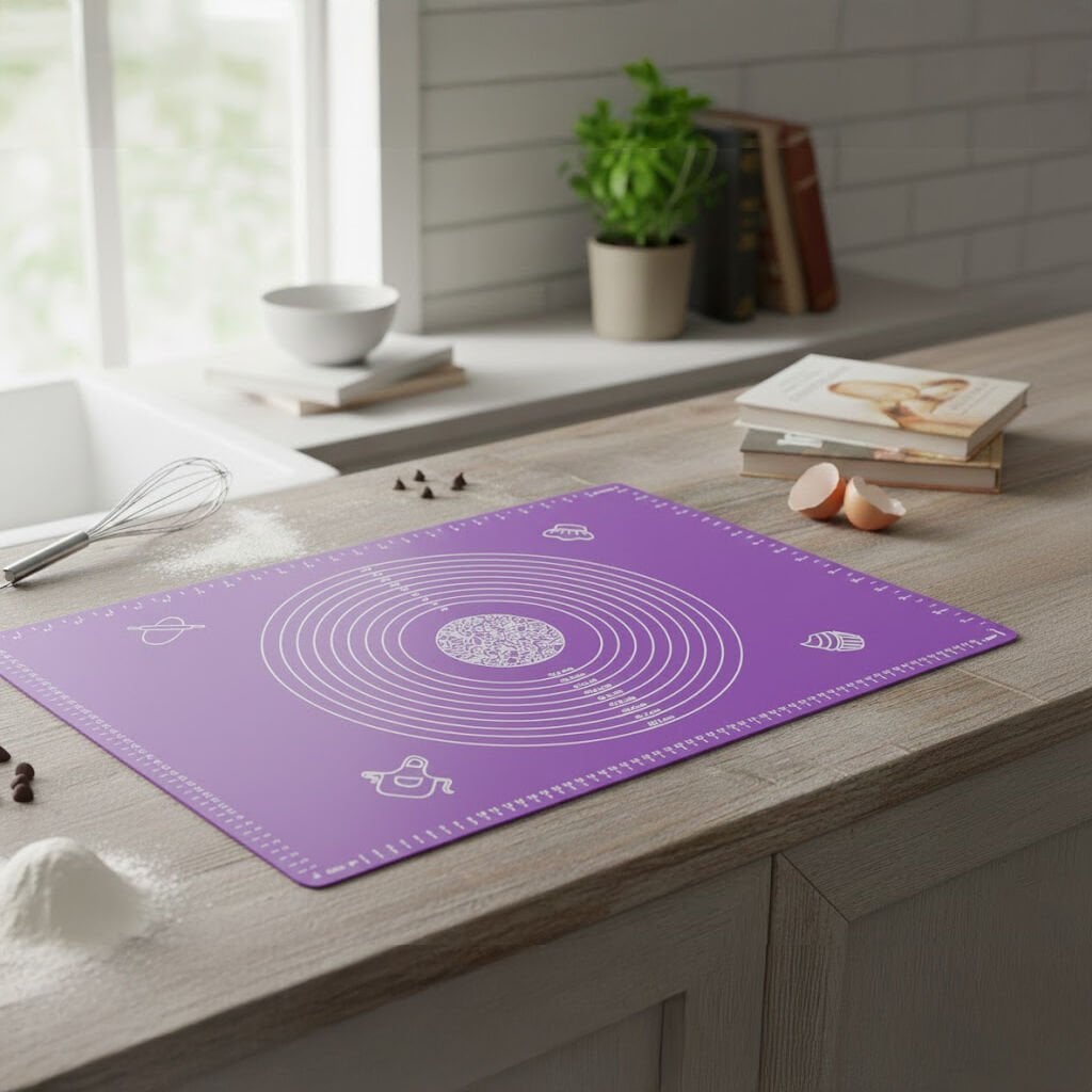 Silikon Hamur Açma Matı Ölçekli - Yanmaz Yapışmaz Hamur Yoğurma Örtüsü 50x40 cm