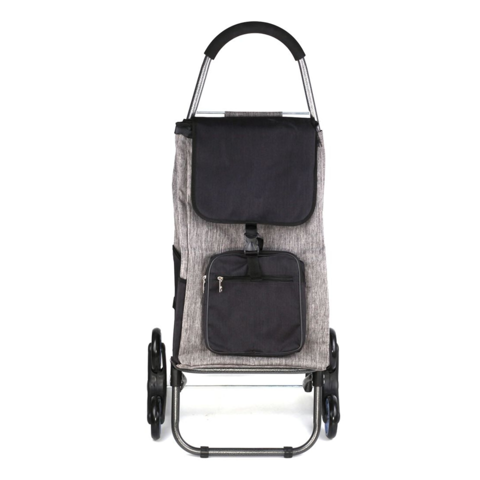 Ses Yapmaz 3 Tekerlekli Su Geçirmez Fermuarlı Çantalı Pazar Arabası Gri