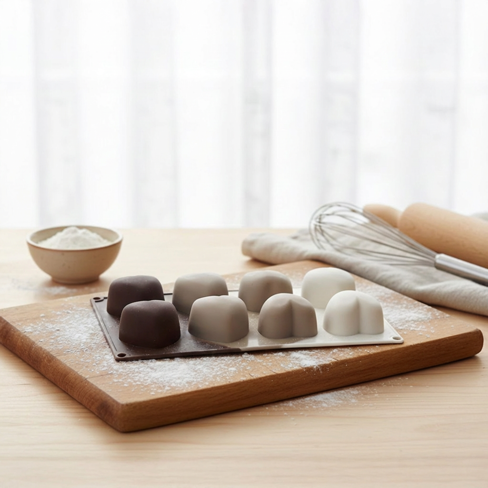 Chefmate 8'li Kalp Isıya Dayanıklı Silikon Kek Çikolata Pasta Kalıbı - Esnek ve Yapışmaz