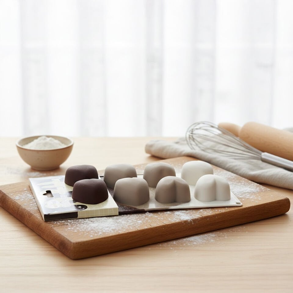 Chefmate 8'li Kalp Isıya Dayanıklı Silikon Kek Çikolata Pasta Kalıbı - Esnek ve Yapışmaz