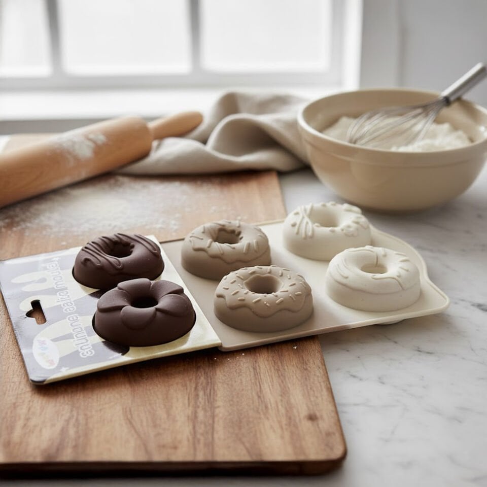 Chefmate 6'lı Desenli Silikon Isıya Dayanıklı Muffin Donut Kalıbı - Çikolata, Kek ve Pasta Kalıbı