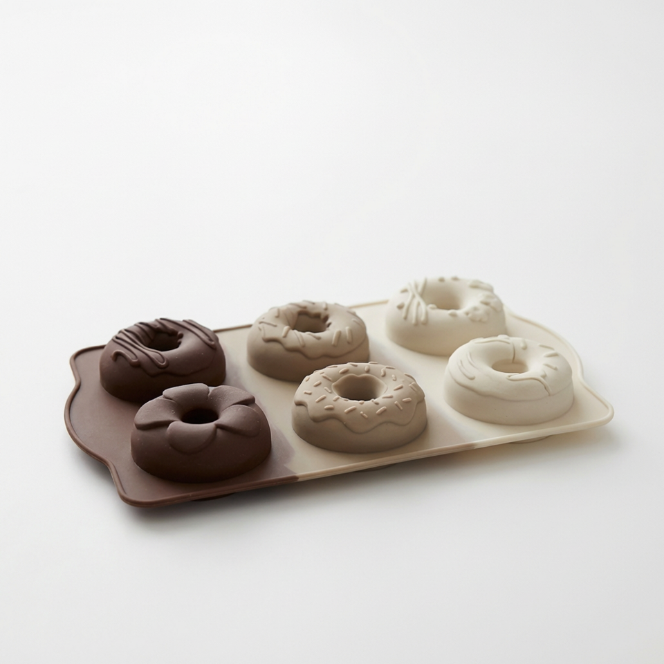 Chefmate 6'lı Desenli Silikon Isıya Dayanıklı Muffin Donut Kalıbı - Çikolata, Kek ve Pasta Kalıbı