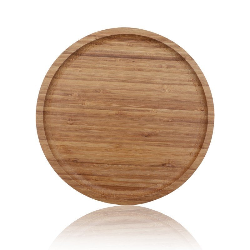 Vadi Yuvarlak Bambu Sunum Tabağı 25 cm – Doğal Servis Tepsisi Şık Sunum Tabak