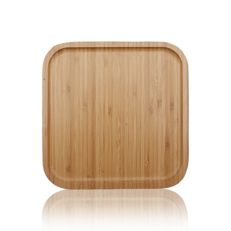 Vadi Kare Bambu Sunum Tabağı 20x20 cm – Doğal Ahşap Şık Servis Tepsisi Modeli