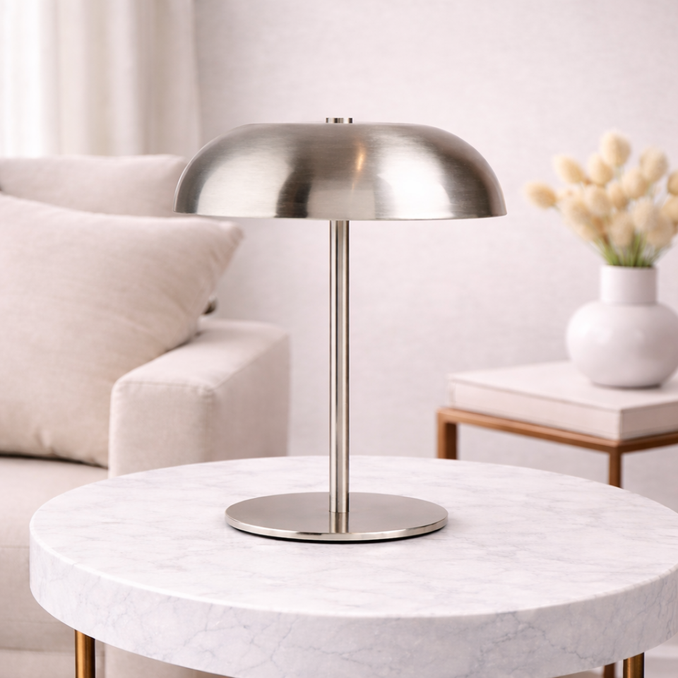 Dokunmatik Şarjlı LED Masa Lambası Kablosuz USB-C Modern Tasarım Gece Lambası Ev Ofis Masa Lambası Gümüş