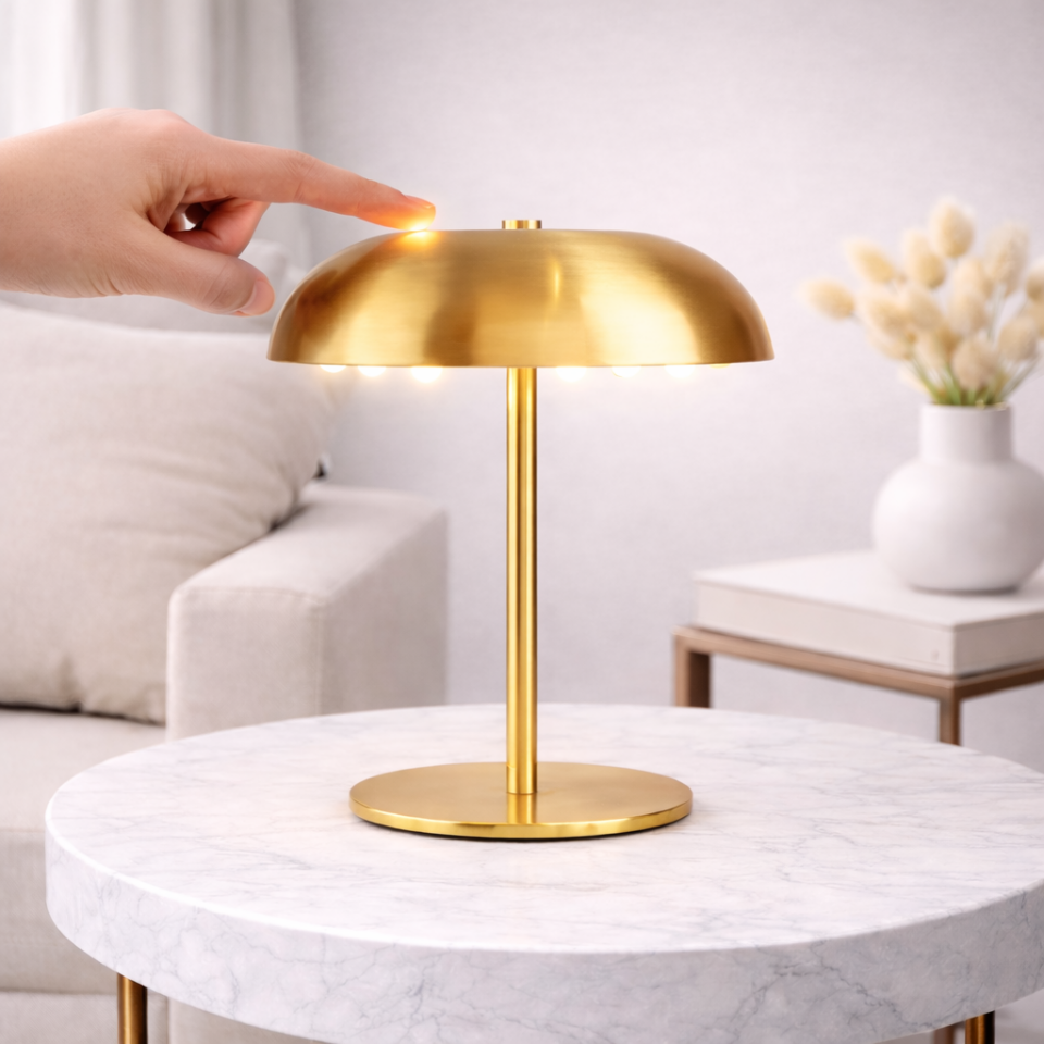 Dokunmatik Şarjlı LED Masa Lambası Kablosuz USB-C Modern Tasarım Gece Lambası Ev Ofis Masa Lambası bej