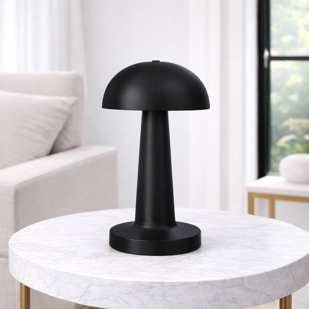 Dokunmatik Şarjlı 3 Renk LED Masa Lambası Metal Modern Gece Lambası Siyah