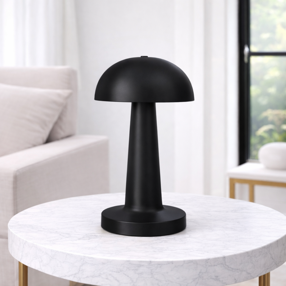 Dokunmatik Şarjlı 3 Renk LED Masa Lambası Metal Modern Gece Lambası Siyah