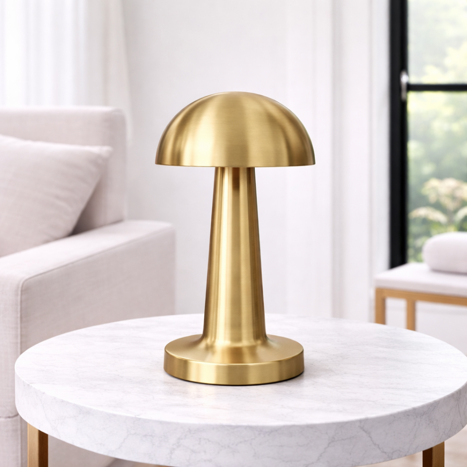 Dokunmatik Şarjlı 3 Renk LED Masa Lambası Metal Modern Gece Lambası Gold