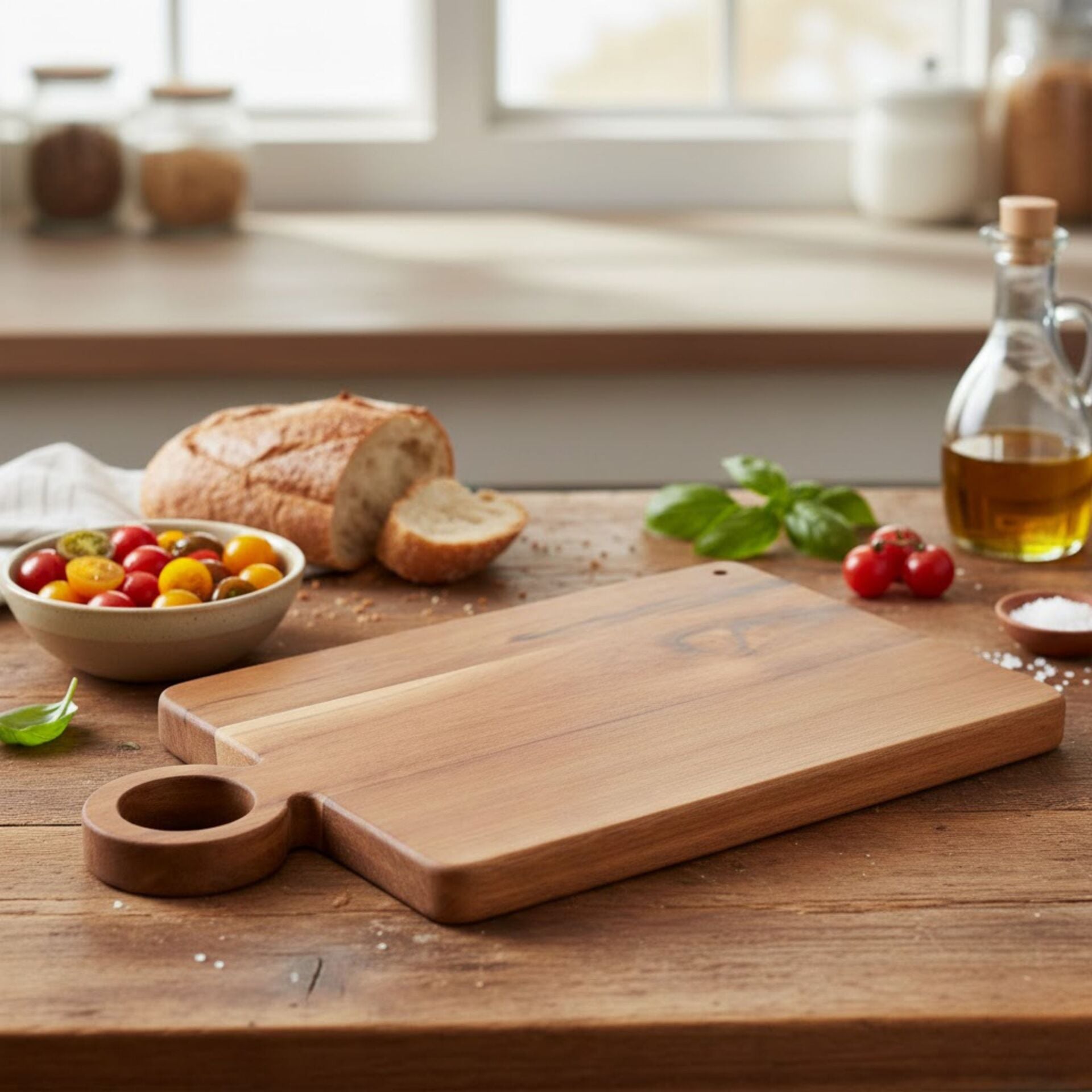 Akasya Kesme Tahtası Sunum Tahtası Doğal Bambu Mutfak Servis Tablası