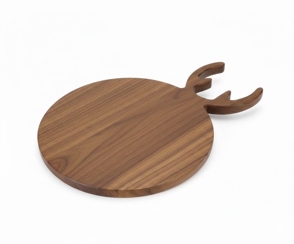 Geyik Figürlü Akasya Sunum Tahtası - Doğal Akasya Servis Tabağı 28x38 cm