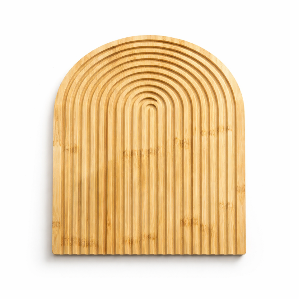 Bambu Ahşap Ekmek Kesme Tahtası Desenli Sunum Tablası Mutfak Kesim Tahtası