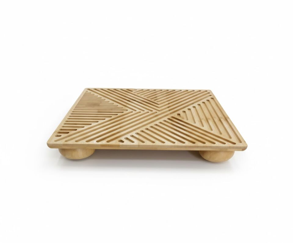 Bambu Sıcak Servis Altlığı Desenli Tencere Altlığı Mutfak Sunum Standı