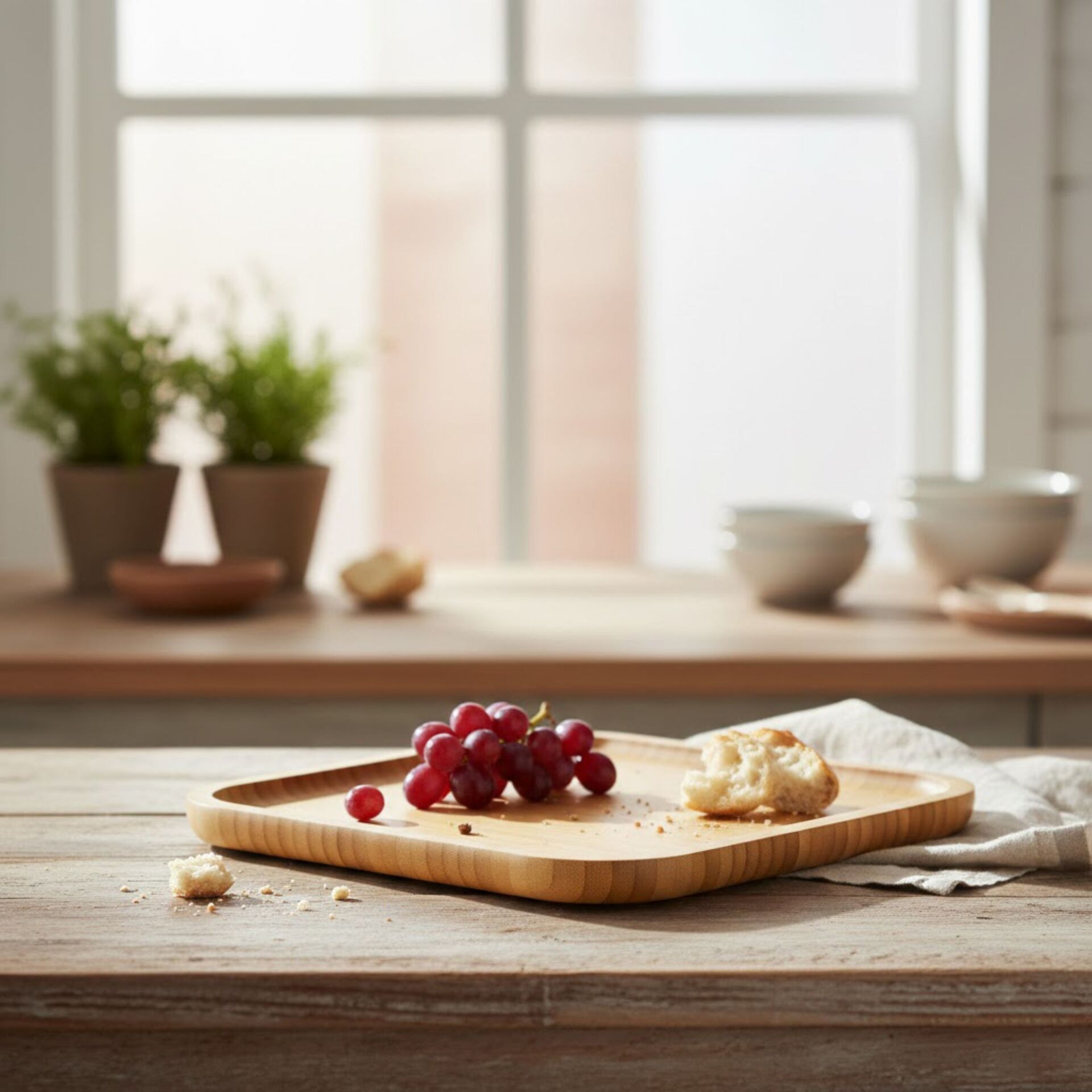 Bambu Sunum Tabağı Kahvaltı Peynir Tabağı Dikdörtgen Ahşap Kesme Tahtası 25 cm