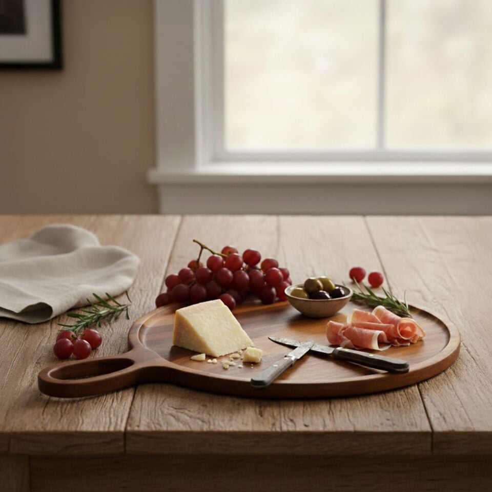 Akasya Sunum Tahtası Peynir Tabağı Kahvaltı Sunumu 28x38 cm