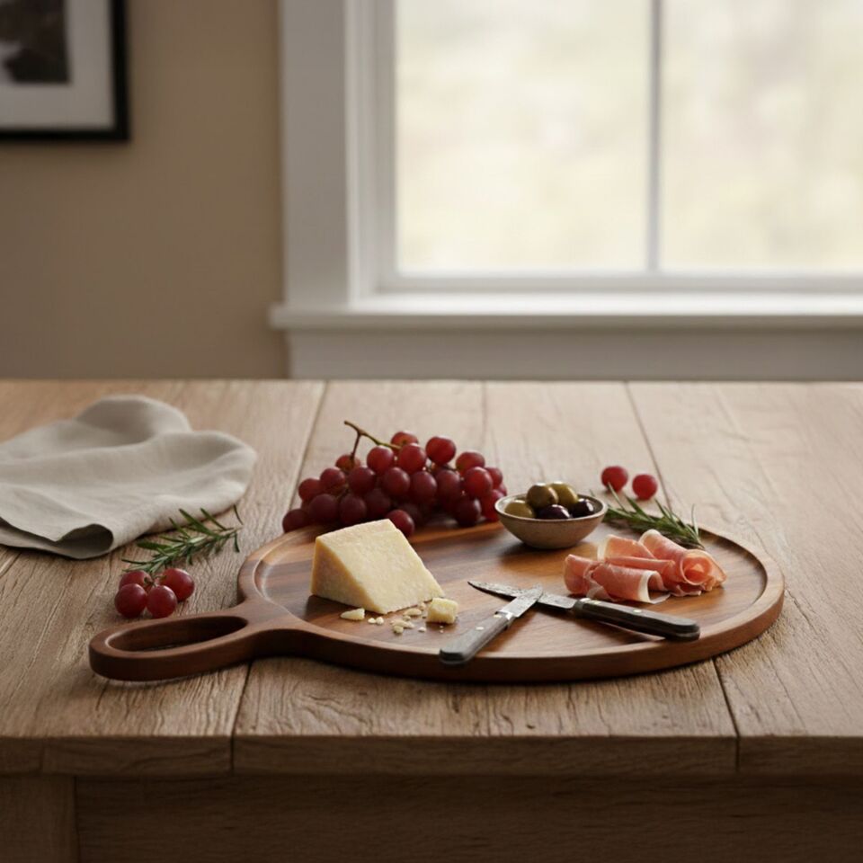 Akasya Sunum Tahtası Peynir Tabağı Kahvaltı Sunumu 24x34 cm