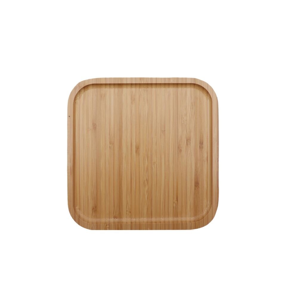 Bambu Sunum Tabağı Kahvaltı Peynir Tabağı Kare Ahşap Kesme Tahtası 30 cm