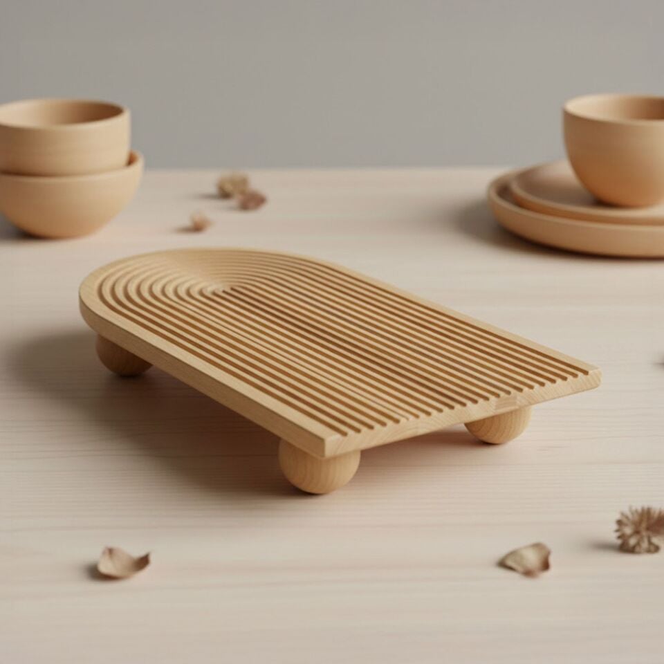 Ahşap Sıcak Bardak Altlığı Doğal Bambu Sunum Standı Çay Kahve Tepsisi