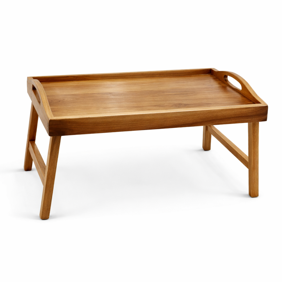 Akasya Katlanabilir Yatak Kahvaltı Tepsisi Ahşap Servis Sehpası
