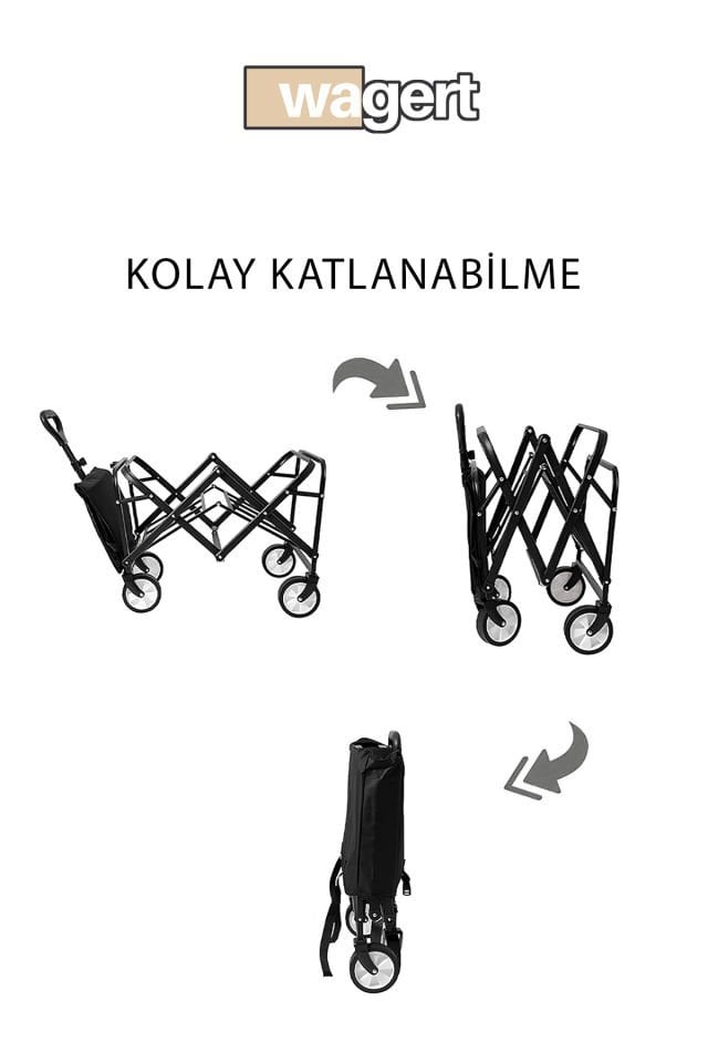 Büyük Boy Katlanabilir Kamp Arabası – Alüminyum Gövdeli Taşıma Vagonu Piknik ve Seyahat İçin haki Yeşil