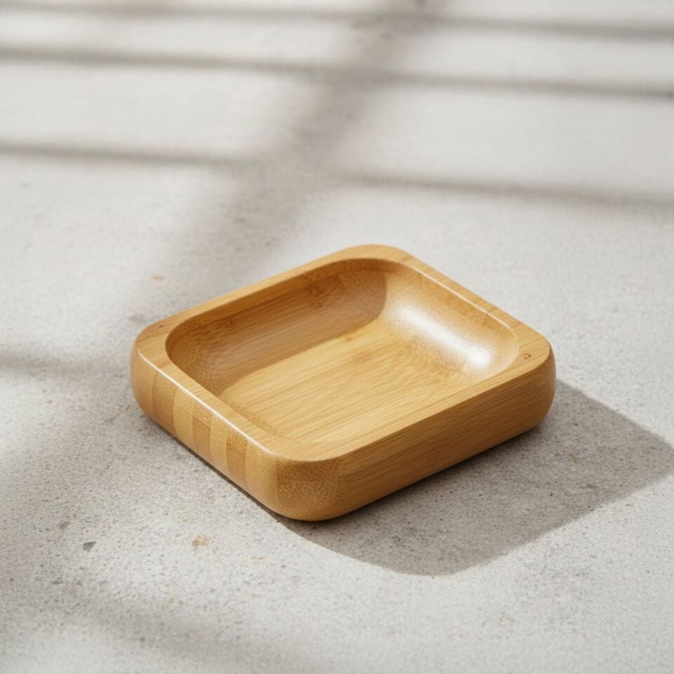 Bambu Kare Sunum Tabağı Çerezlik Sosluk Kahvaltılık Ahşap Servis Tabağı