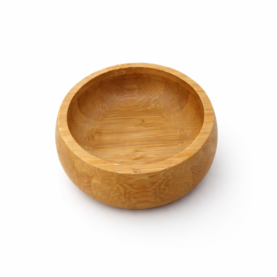 Bambu Servis Kasesi Yuvarlak Doğal Ahşap Çerezlik Salata Kasesi Mutfak Sunum Kabı