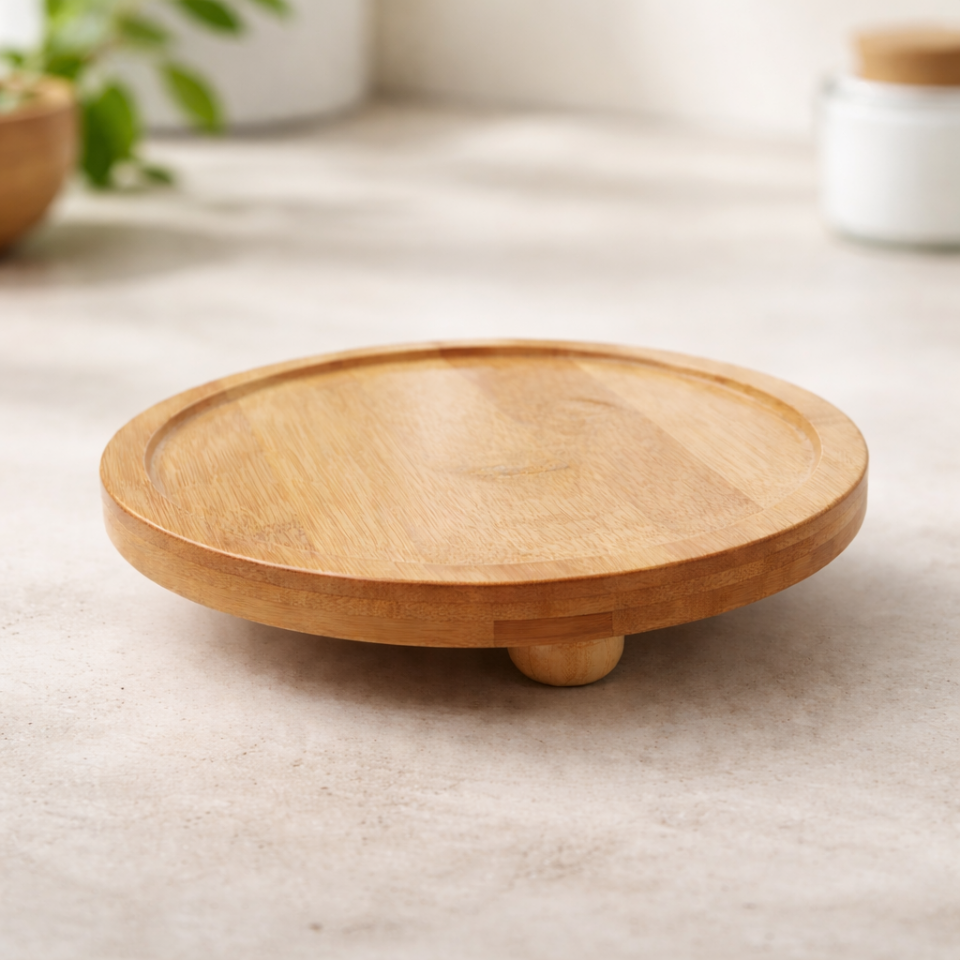 Bambu Sunum Tabağı Servis Tepsisi Kahvaltı Organizer 11 cm