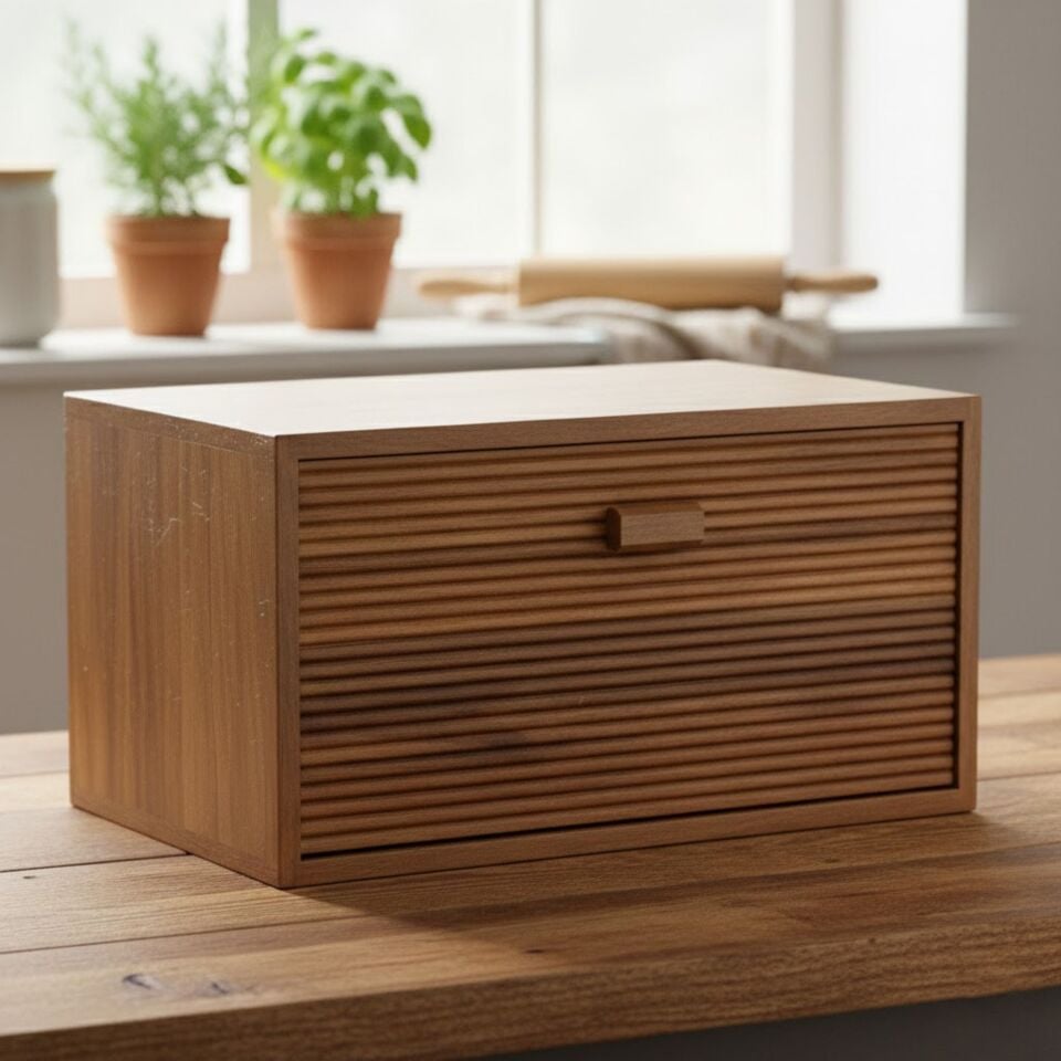 Akasya Çekmeceli Ekmek Dolabı Ekmeklik Mutfak Saklama Kutusu