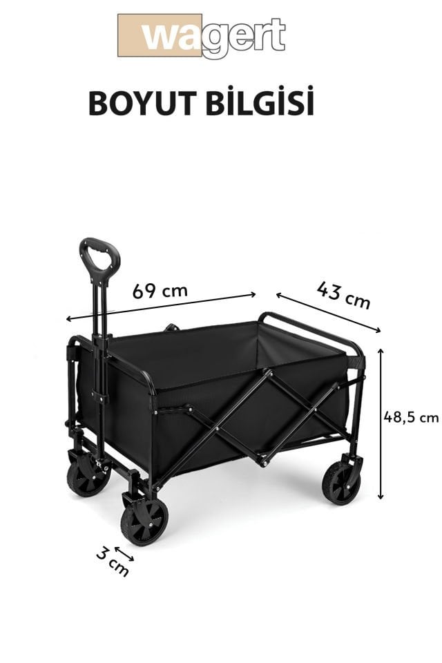 Küçük Çok Amaçlı Katlanır Kamp Piknik Tatil Sahil El Arabası Bahçe Pazar Kamp Eşya Taşıma Arabası  Yeşil