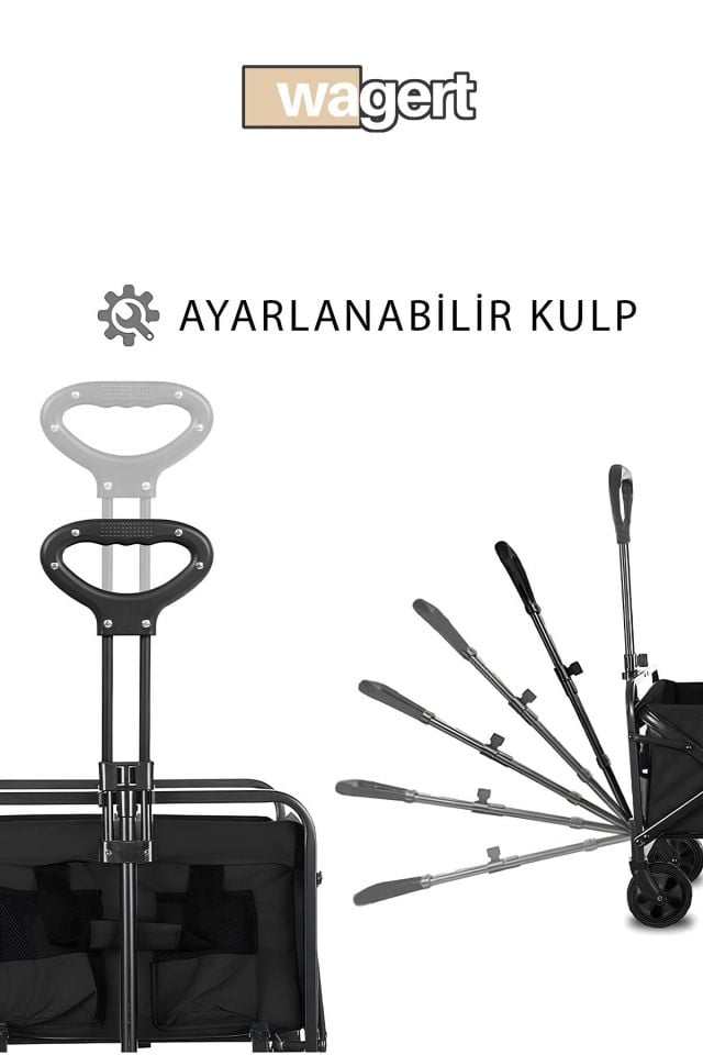 Küçük Çok Amaçlı Katlanır Kamp Piknik Tatil Sahil El Arabası Bahçe Pazar Kamp Eşya Taşıma Arabası haki Siyah