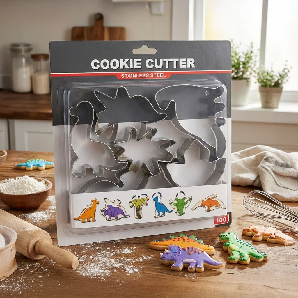 Dinozor Kurabiye Kalıbı Seti Paslanmaz Çelik 6 Parça Çocuk Kurabiye Kesici Set