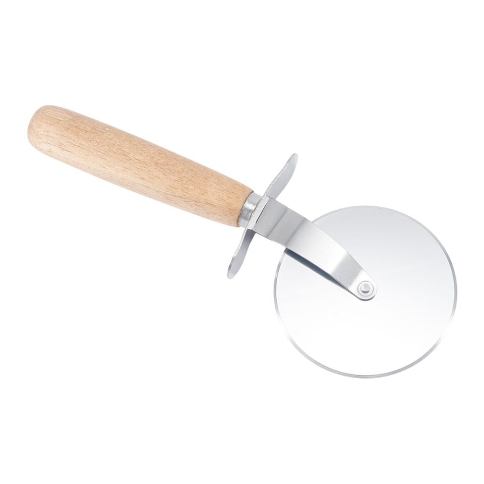 Ahşap Saplı Paslanmaz Çelik Pizza Kesici Bıçağı - Hamur Kesme Aleti