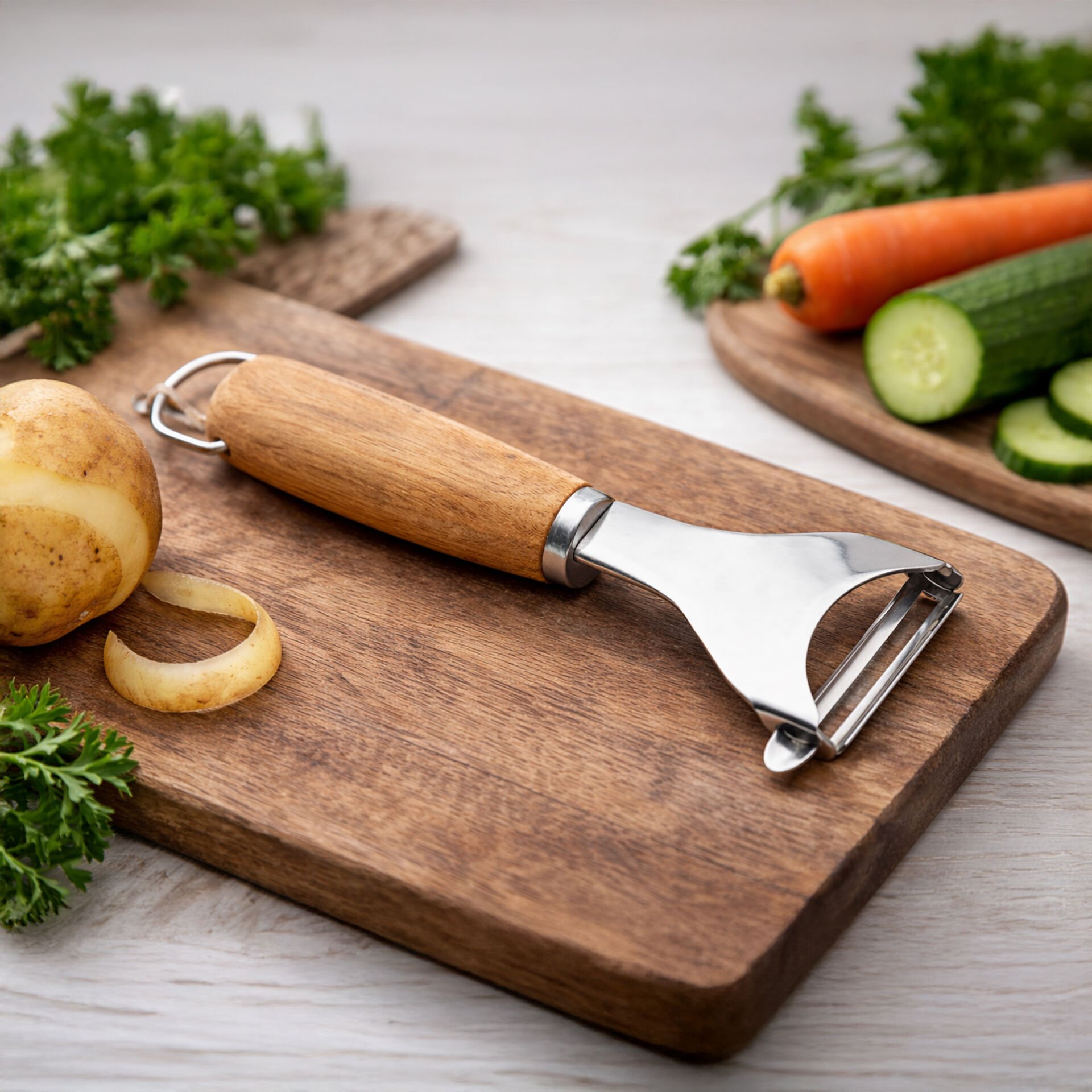 Ahşap Saplı Paslanmaz Çelik Sebze Meyve Soyacağı Patates Havuç Soyucu