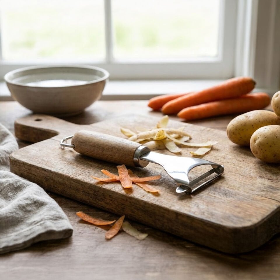 Ahşap Saplı Paslanmaz Çelik Sebze Meyve Soyacağı Patates Havuç Soyucu