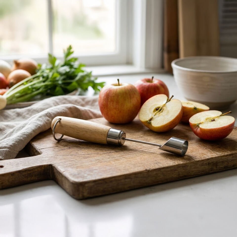 Ahşap Saplı Paslanmaz Çelik Elma Çekirdeği Çıkarıcı Oyucu Mutfak Aracı
