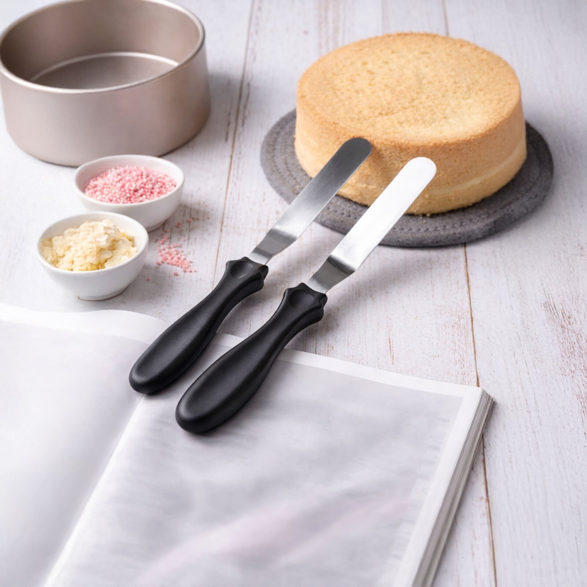 Profesyonel Paslanmaz Çelik Pasta Bıçağı Spatula Seti 2'li