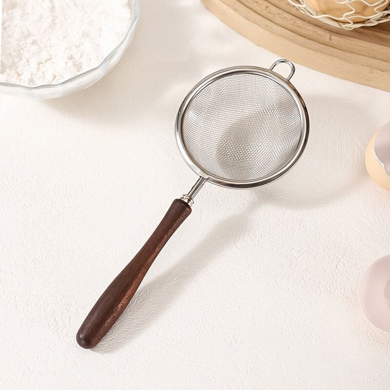 Ahşap Saplı Paslanmaz Çelik Un Eleme Süzgeci Mutfak Eleği