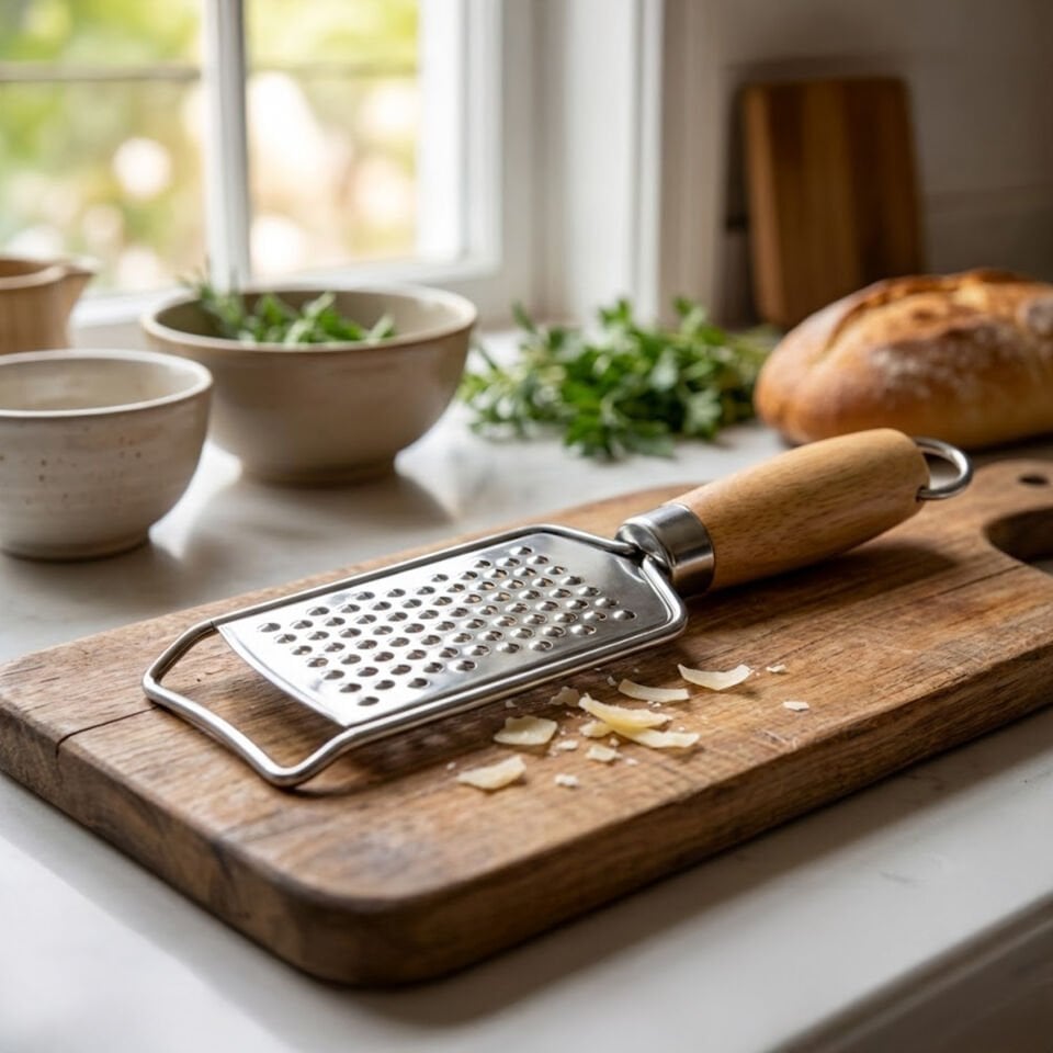 Ahşap Saplı Paslanmaz Çelik Rende Mutfak Peynir Sebze Rendesi