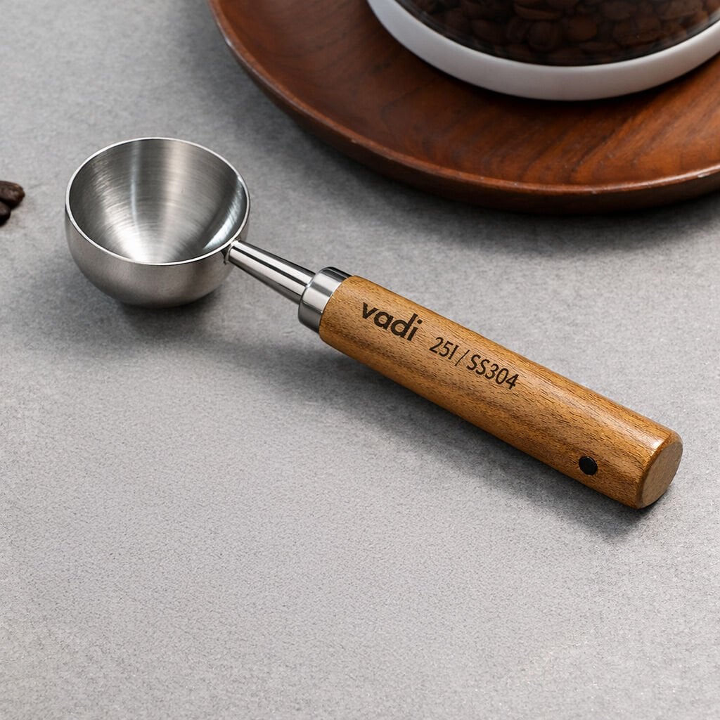 Ahşap Saplı Paslanmaz Çelik Kahve Ölçeği 25 ml - Kalite Espresso Kaşığı