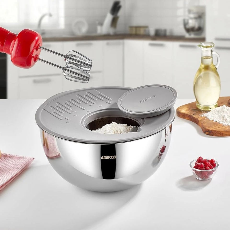 Satin Paslanmaz Çelik 3 Parça Çok Amaçlı Karıştırma Kase Seti Gri
