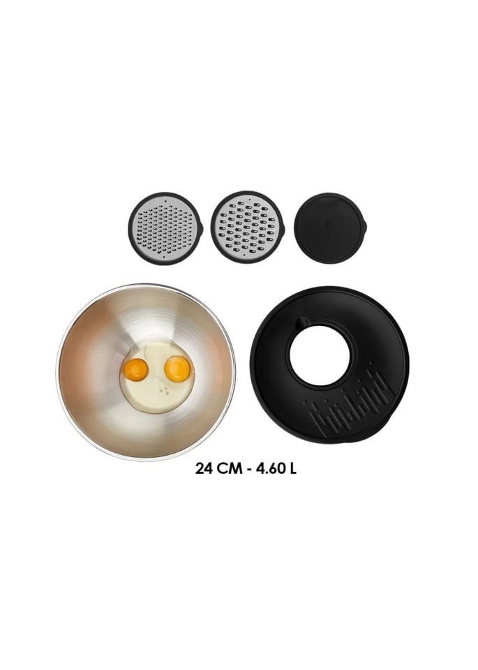 Satin Paslanmaz Çelik 3 Parça Çok Amaçlı Kase Siyah