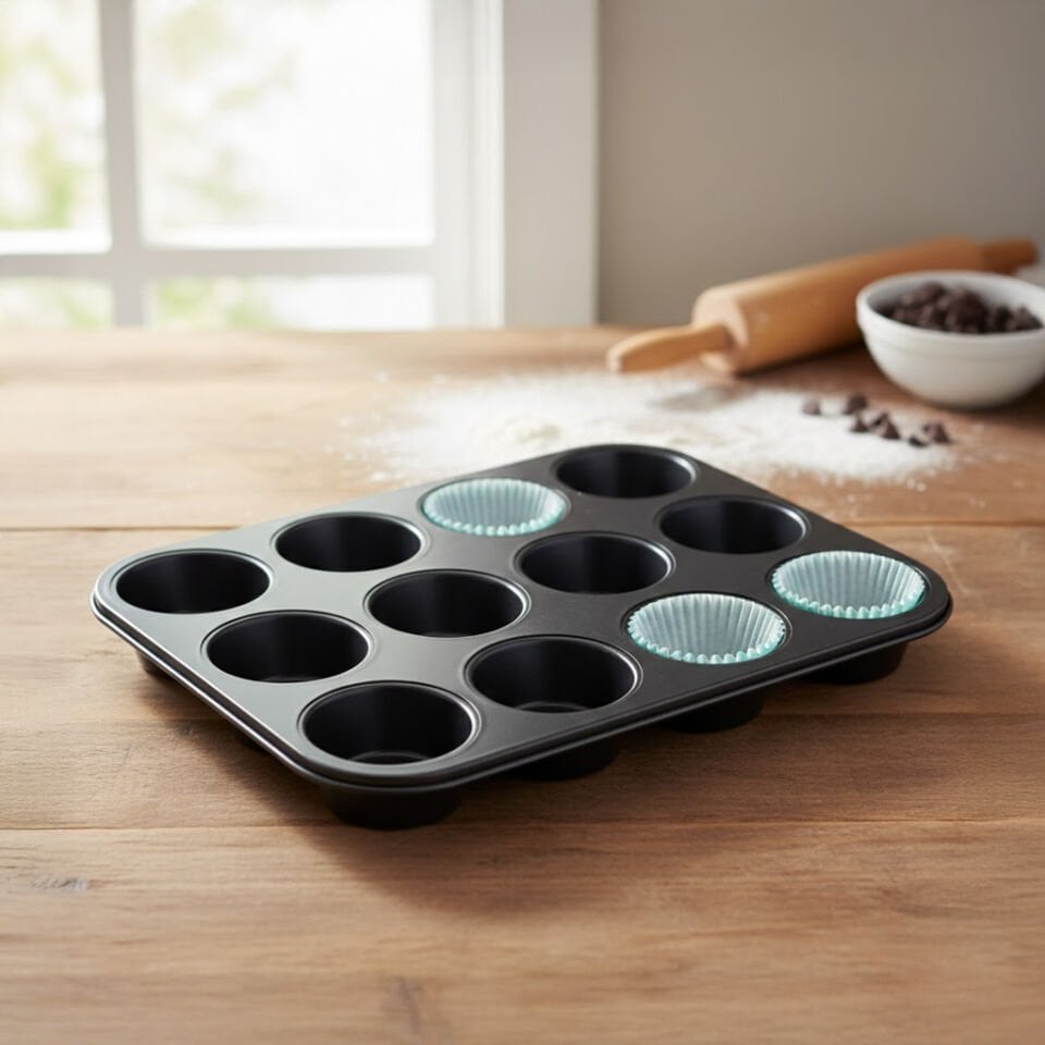 12'li Muffin Kalıbı Cupcake Kek Kalıbı Yapışmaz Yüzey Kaplamalı Fırın Tepsisi