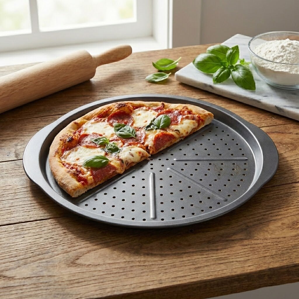Delikli Pizza Tavası 38 cm Profesyonel Fırın Tavası Ev Yapımı Pizza İçin