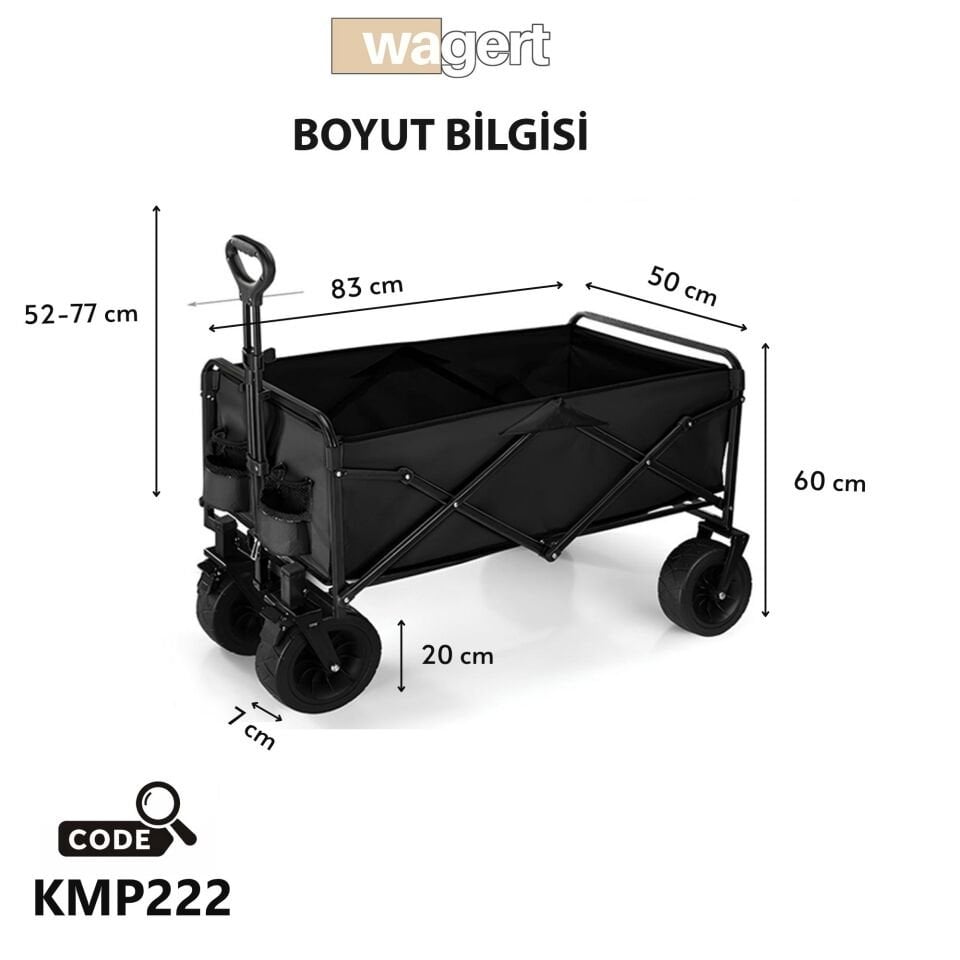 Katlanabilir Büyük Piknik Tatil Kamp Arabası – Döner Tekerlekli Taşıma ve Pazar Alışveriş Vagonu