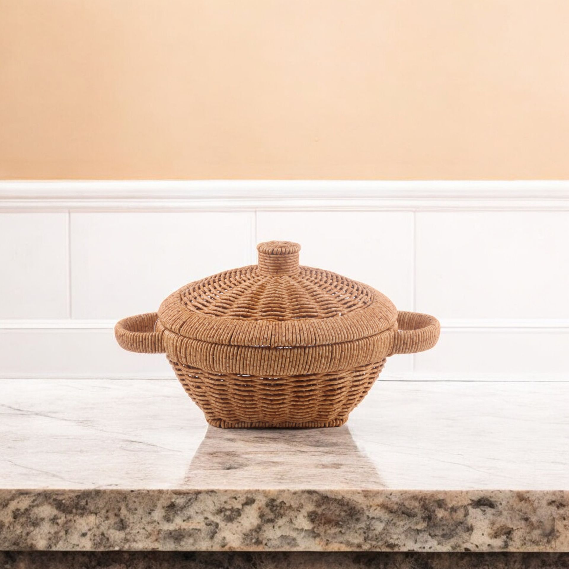 Rattan Tencere Model Rattan Hasır Ekmek Sunum Meyve Sepeti