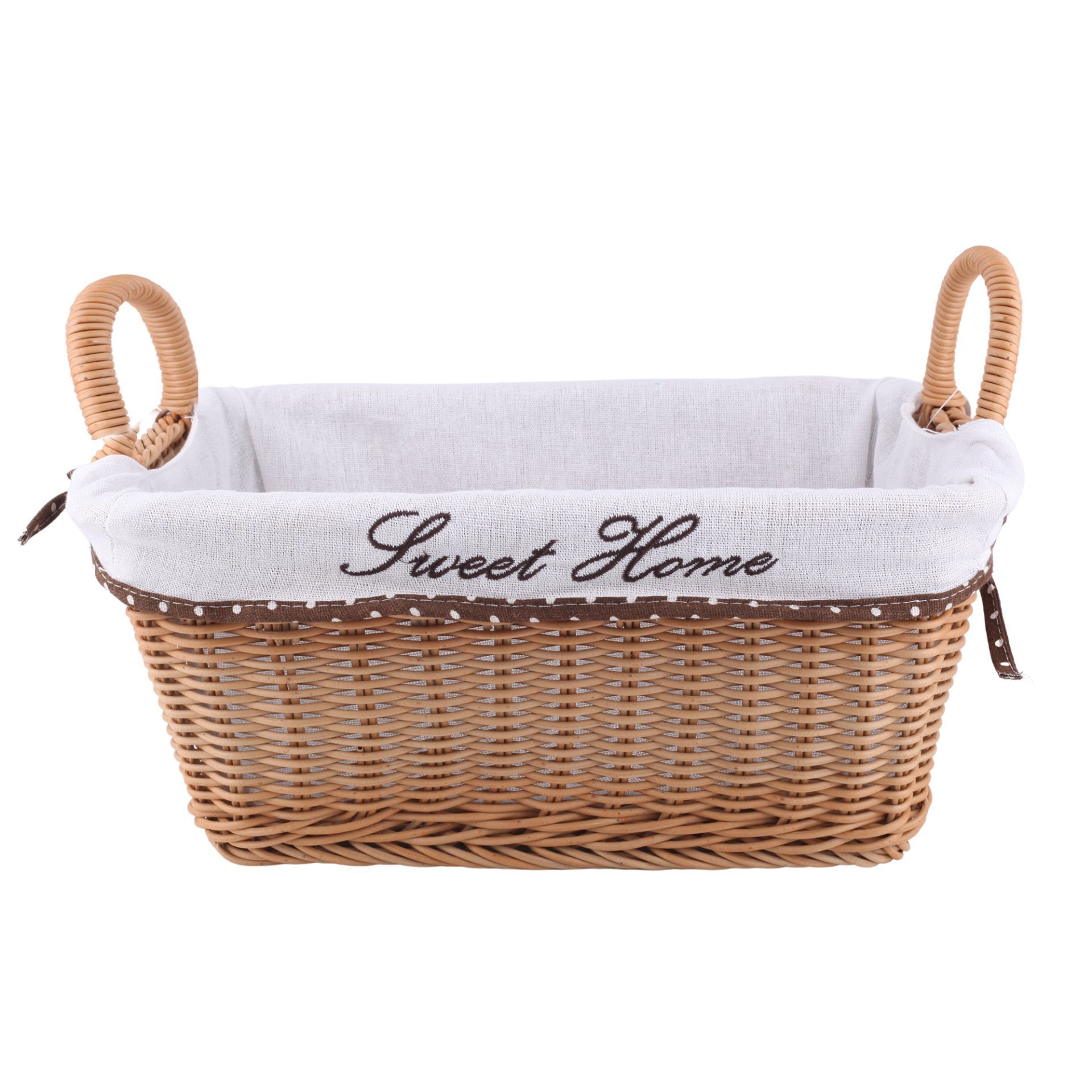 Raddan Sweet Home Dikdörtgen Hasır Ekmek Sepeti Meyvelik Havluluk Büyük Boy Sepet Kahverengi