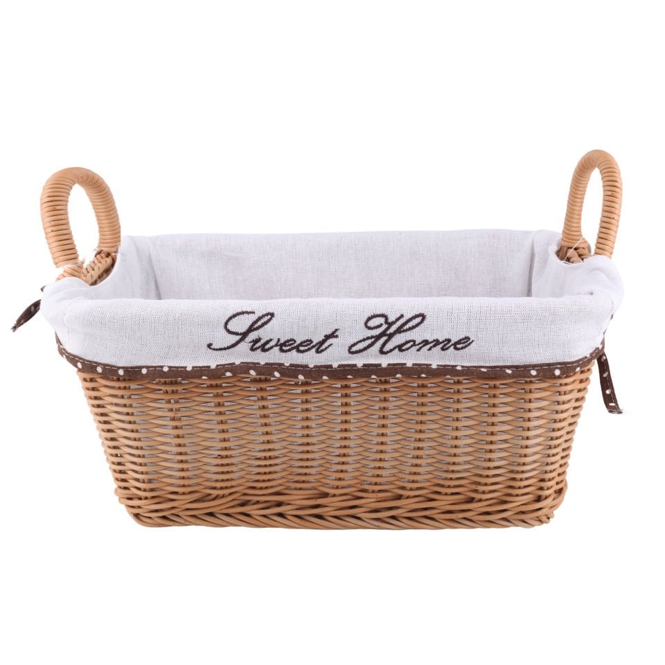 Raddan Sweet Home Dikdörtgen Hasır Ekmek Sepeti Meyvelik Havluluk Büyük Boy Sepet Kahverengi