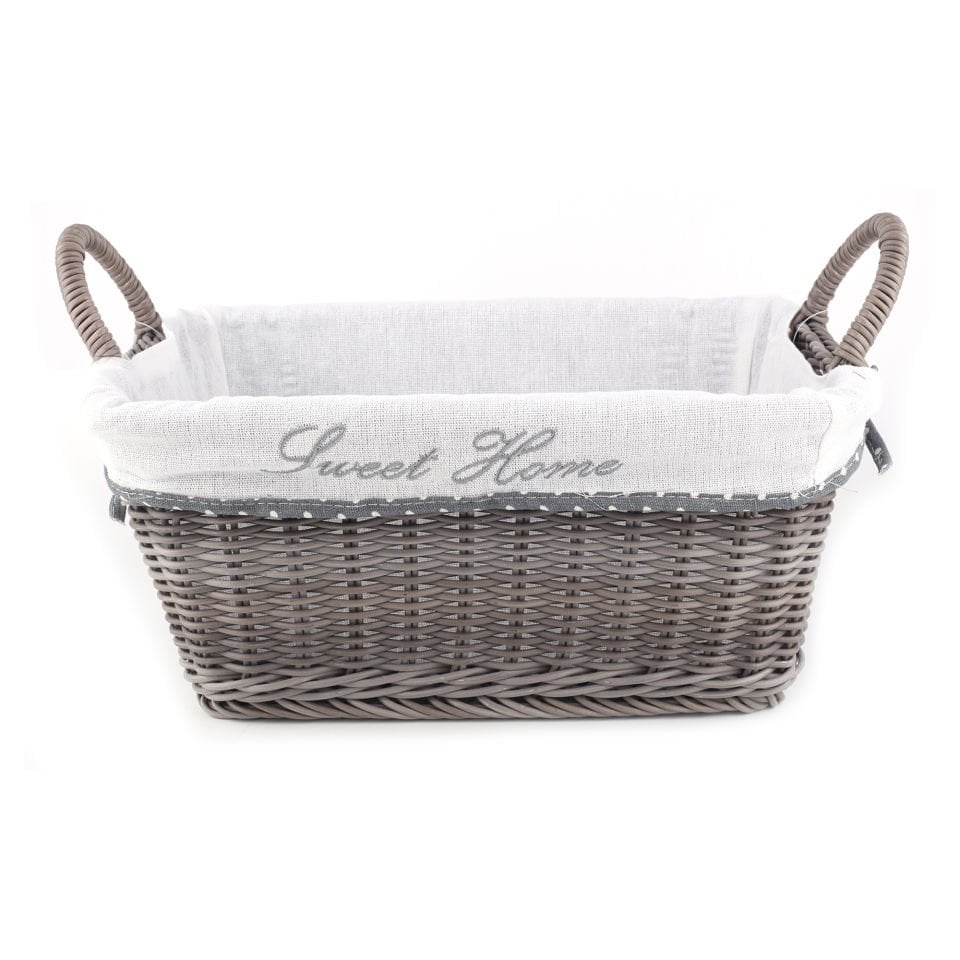 Raddan Sweet Home Dikdörtgen Hasır Ekmek Sepeti Meyvelik Havluluk Büyük Boy Sepet Kahverengi