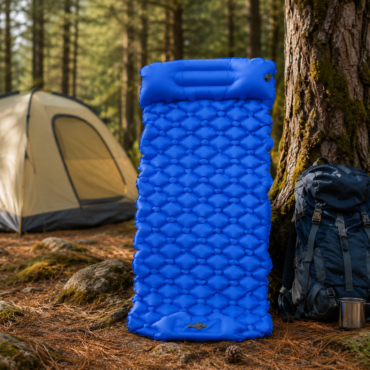 Yastıklı Şişme Kamp Matı Hafif Taşınabilir Outdoor Uyku Yatağı